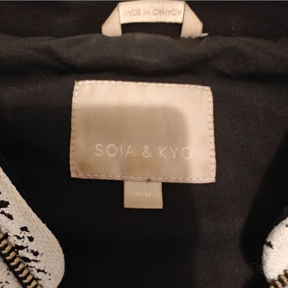Soia & Kyo black and white zip Bomber Jacket Made in Canada size M - Picture 8 of 8